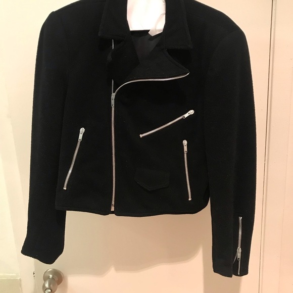 BlACK WOOL MOTORCYCLE JACKET: STEPHEN SPROUSE MUSEUM PIECE  SIZE M - Picture 4 of 14